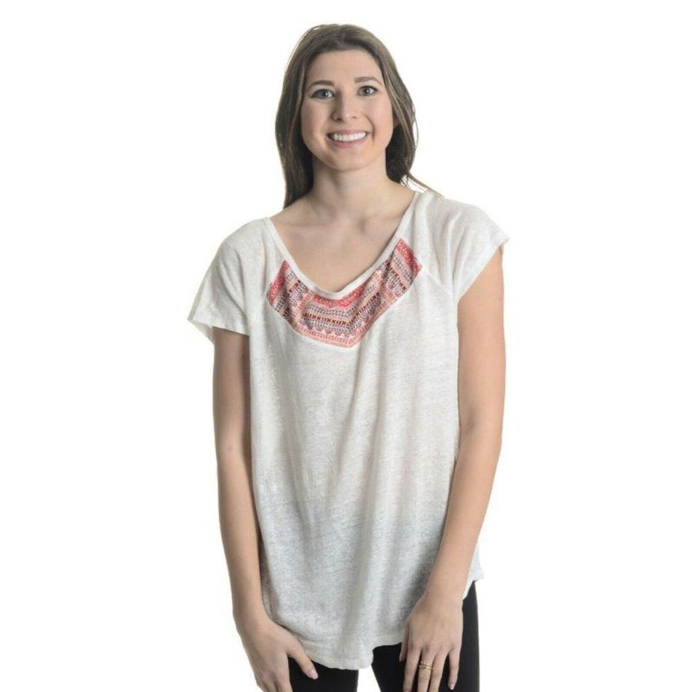 Joie 'Kumariah' Tribal Print Scoop Neck Tee Top L